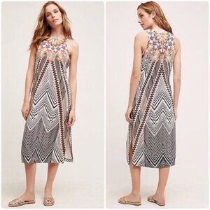 HD in Paris Anthropologie Chevron Silk Sleeveless Midi Dress 6